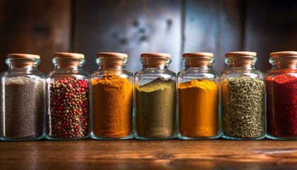 Spices arranged to inspire your cooking.  