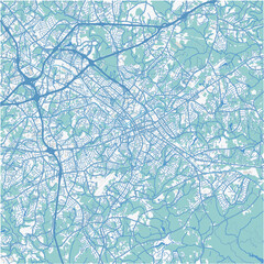 Fototapeta premium Map of Spartanburg in South Carolina in a professional blue style. Contains layered vector with roads water, parks, etc.
