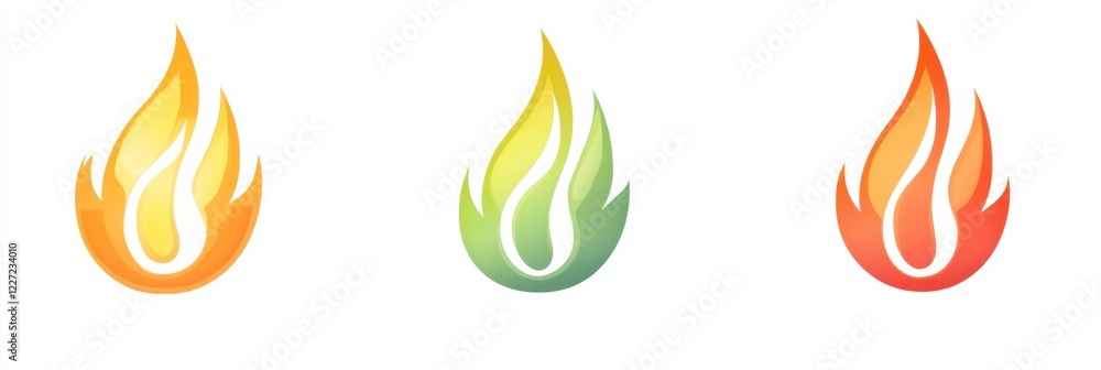 Aufkleber colorful flame icons representing energy and warmth ideal for design and branding purposes in variou
