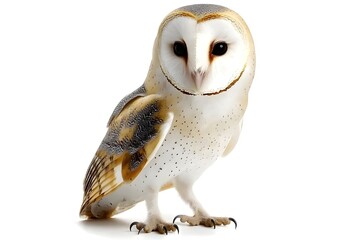 Barn Owl Isolated on White Background.