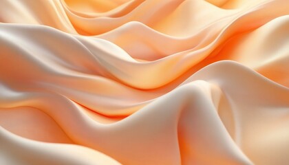 Obraz premium Elegant Silk Fabric with Soft Waves and Gentle Drapes in Warm Peach and Cream Tones