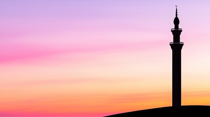 Obraz premium Silhouette of Tower at Sunset