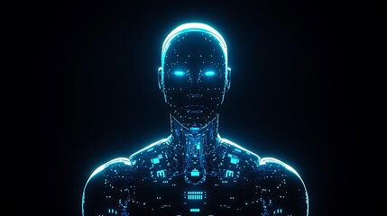 Glowing Cyborg Woman Displays Internal Circuitry