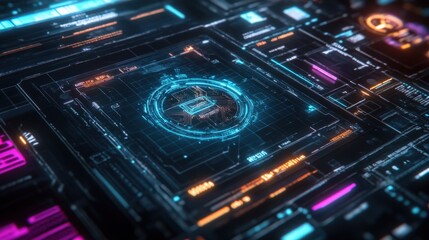 Obraz premium A computer screen with a blue square in the middle