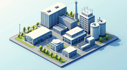Obraz premium Modern Industrial Factory Isometric Illustration
