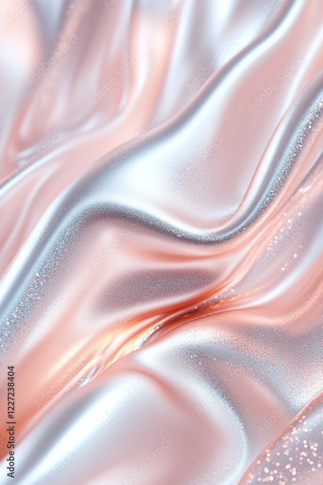 Poster soft waves flow across a reflective surface, creating a visual effect that suggests both liquid and 