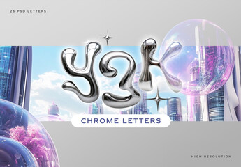 Y3K Chrome Letters Alphabet A-Z