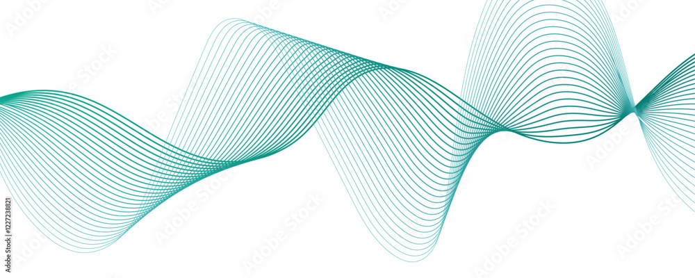 Aufkleber Abstract violet gradient lines in the shape of a wave on a white background. Line blend curve waves flow futuristic background. Colorful Waves of Soft Gradient Lines in Motion