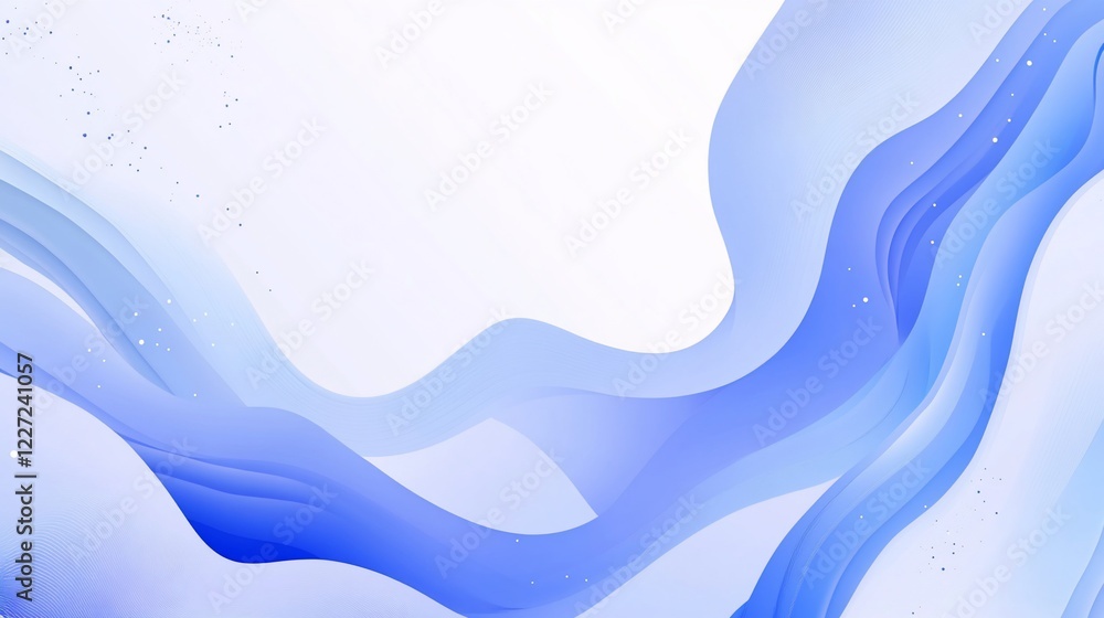 Poster abstract blue wavy background with subtle linear patterns and scattered particles