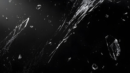 Elegant Minimalism: Isolated Crack in Glass Surrounded by Shards