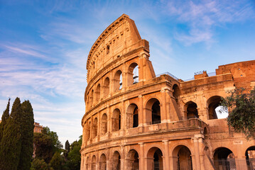 Colosseum in Rome, Italy. Famous landmark and travel destination
