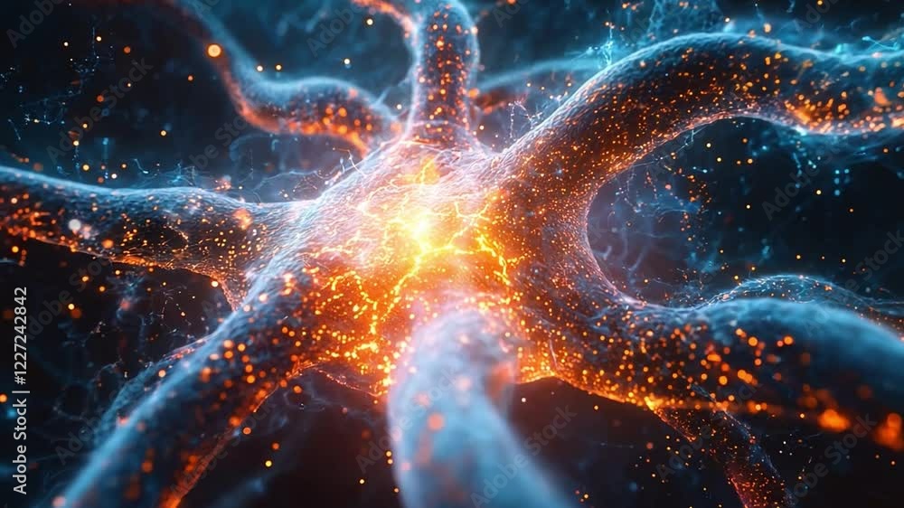 Poster vibrant neural network visualization showcasing connections and activity in a digital context