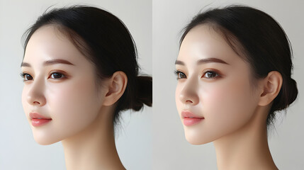 comparison of a woman&rsquo;s skin before and after a facial beauty treatment, emphasizing the effectiveness of professional skincare in achieving a healthy glow 