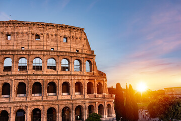 Colosseum in Rome, Italy. Famous landmark and travel destination