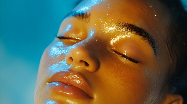 of a professional esthetician using a jade roller on a client’s face, enhancing skin circulation and promoting a youthful complexion in a luxurious beauty clinic 