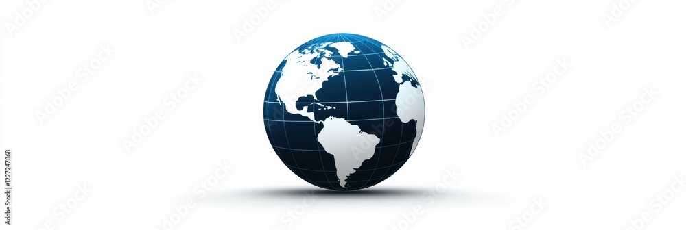 Poster global view of earth showcasing continents and oceans in a spherical design captured with a simple b