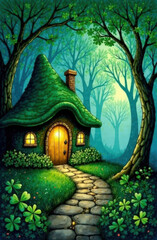 Leprechaun garden at night