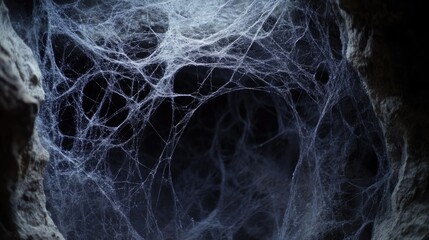 Obraz premium Horror themed Halloween cobweb corner frame A 3D realistic spiderweb graphic with a creepy thread effect ideal for advertising and spooky designs
