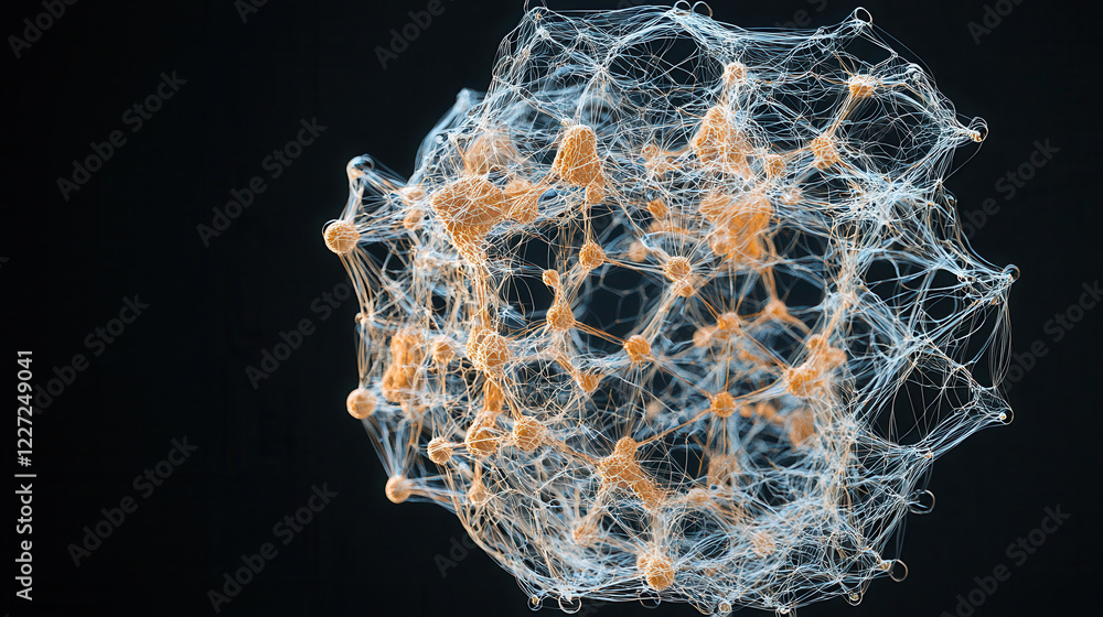 Aufkleber glowing atomic structure with intricate 3d details, showcasing interconnected nodes and lines, repre