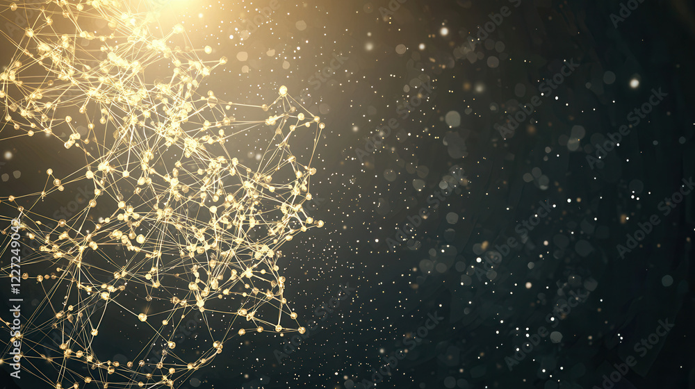 Poster glowing atomic structure with intricate 3d details and sparkling particles creates mesmerizing visua