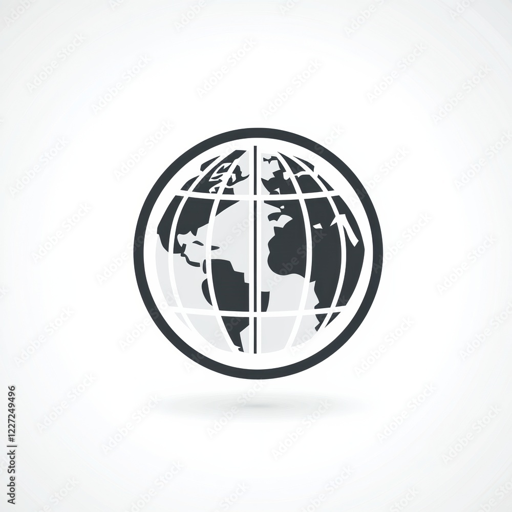 Aufkleber World globe illustration with grid lines representing global geography and cartography in a minimalist style. Generative AI