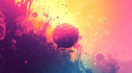 Abstract Cosmic Sphere Amidst Vibrant Hues