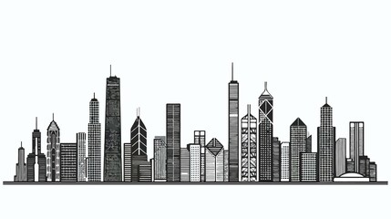 Famous Skyscrapers Illuminate Urban Skyline at Dusk