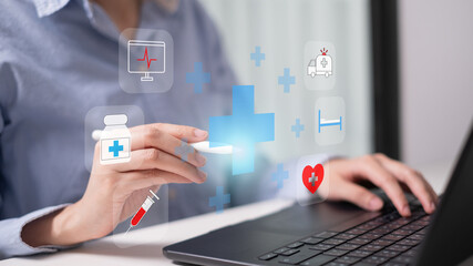 Professional health care worker doctor stethoscope medicine ambulance ekg icon concept