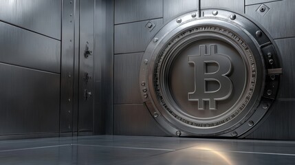 A silver coin with the letter B on it is displayed in a metal case