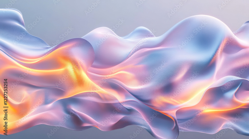 Poster dynamic abstract waves flow seamlessly with soft lighting in a surreal digital art composition