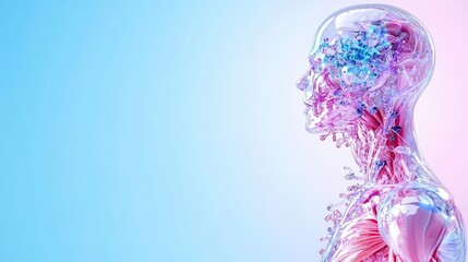 Fototapeta premium Transparent human anatomy, medical illustration, pastel background, healthcare