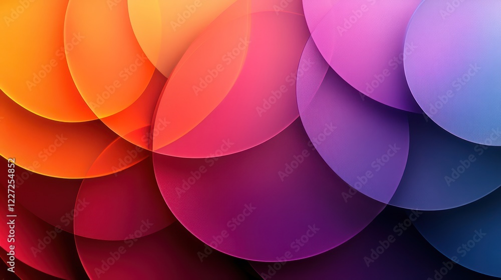 Poster abstract colorful circles design: a vivid spectrum of overlapping shapes