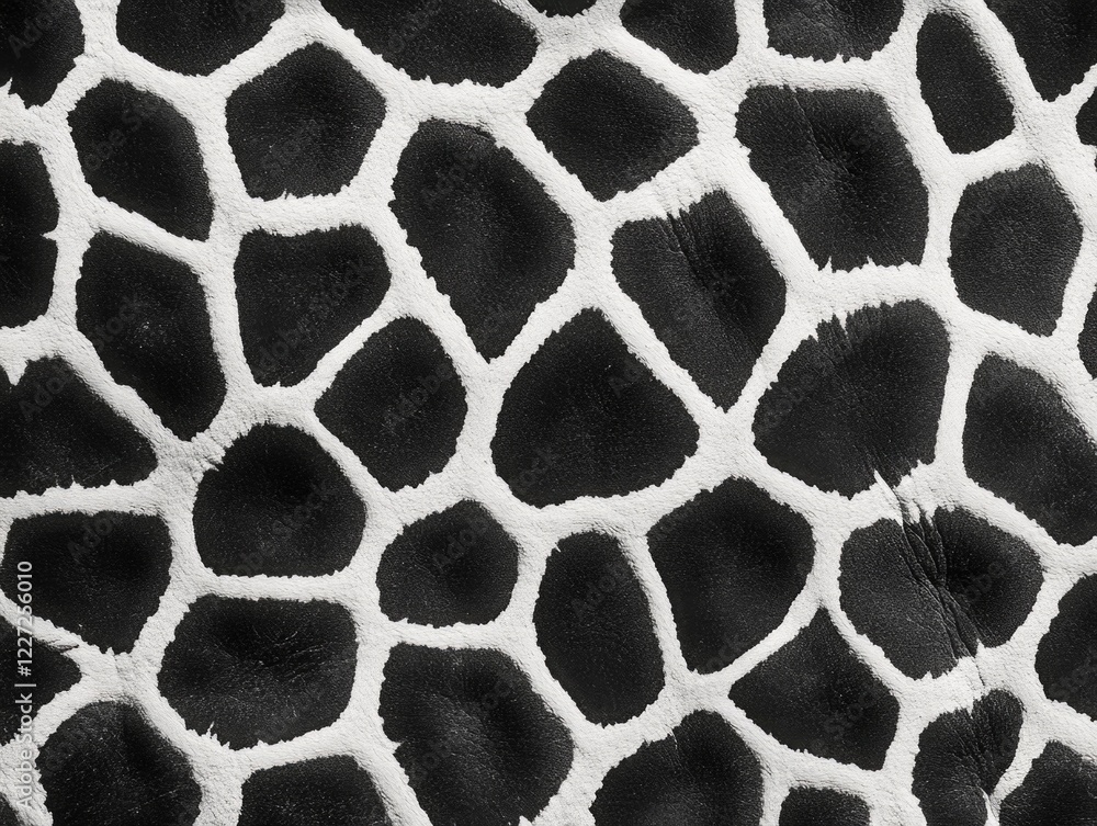 Poster a close up of a zebra's skin with a black and white pattern. the image has a moody and mysterious fe