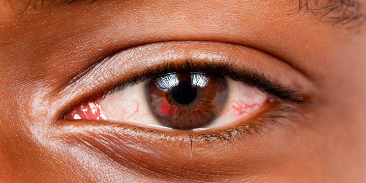 Close-up of Brown Eye with Conjunctival Hyperemia