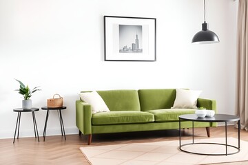 Modern interior background, living room, Scandinavian style