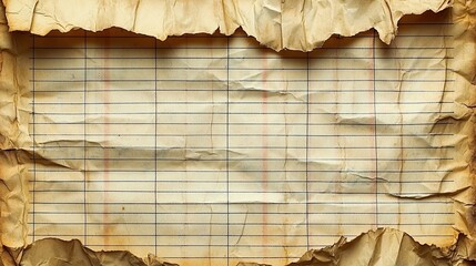 Aged Crumpled Ledger Paper Showing Lines and Texture