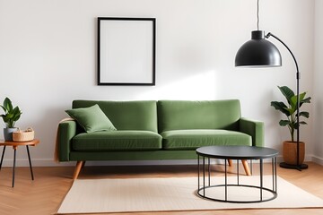 Modern interior background, living room, Scandinavian style