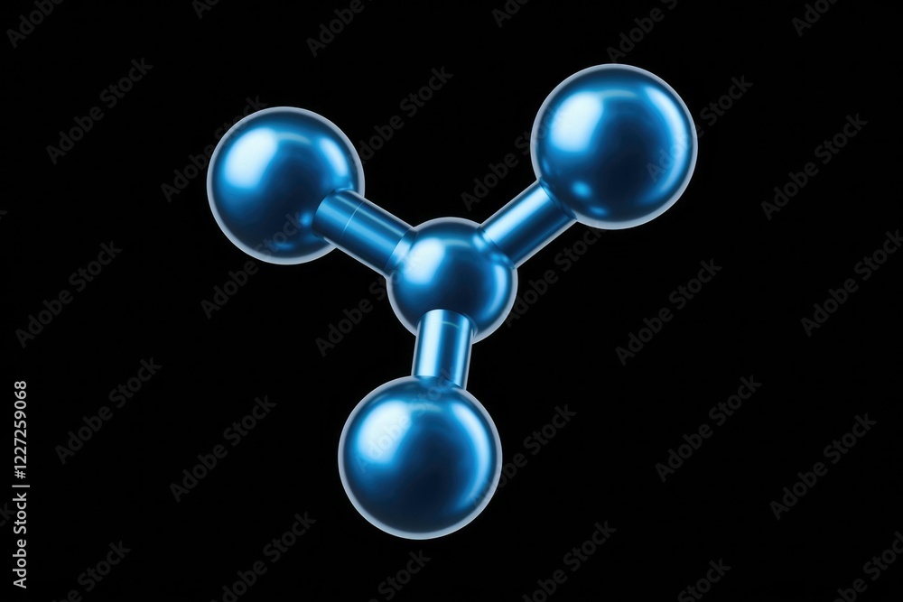 Poster 3d rendering of a molecule structure with four atoms connected, isolated on a transparent background