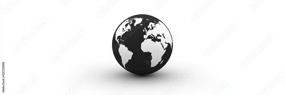 Aufkleber black and white globe showcasing continents on a simple white background. generative ai