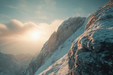 Fototapeta premium Person Skiing on Snowy Mountain