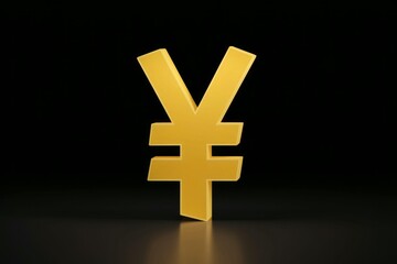 Obraz premium A golden Yen symbol stands tall against a stark transparent background, representing Japanese currency and financial strength.