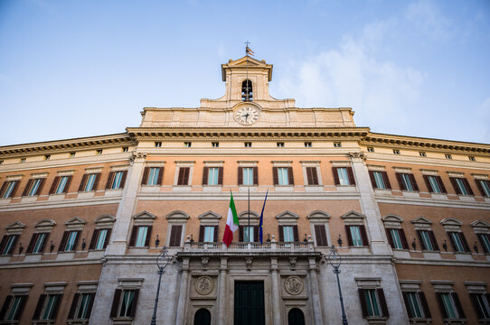 Montecitorio palace facade, Rome, Italy