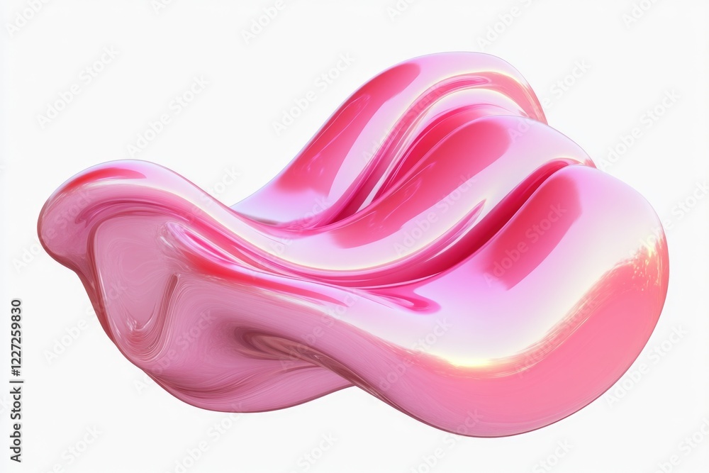 Poster a pink object with a curved shape. it is a sculpture of a pink object. the sculpture is made of a sh