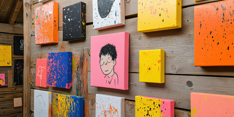 Collection of Small Canvas Paintings with Abstract and Figurative Elements