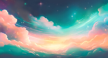 Starry sky cloud rainbow color generative AI