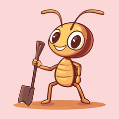 Ant with axe vector illustration 