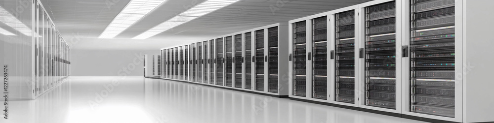 Aufkleber Data center with rows of server racks for efficient storage