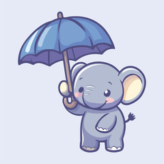 An elephant with an umbrella vector illustration 