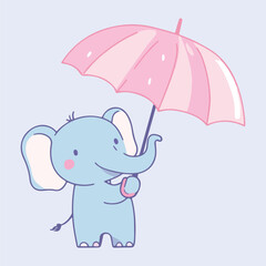 An elephant with an umbrella vector illustration 