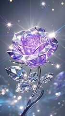 Crystal Purple Rose: Glittering Gemstone Floral Design with Sparkle Background